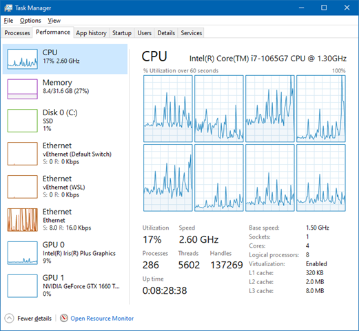 Task Manager with a Surface Book 3