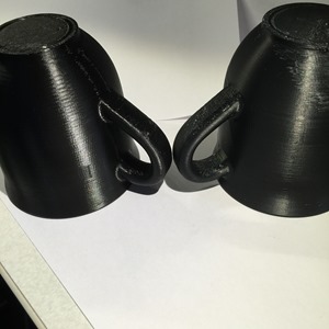 Coffee Cup 3D Print from a Printrbot Simple Metal on one side and a Stratasys uPrint SE Pro on the other