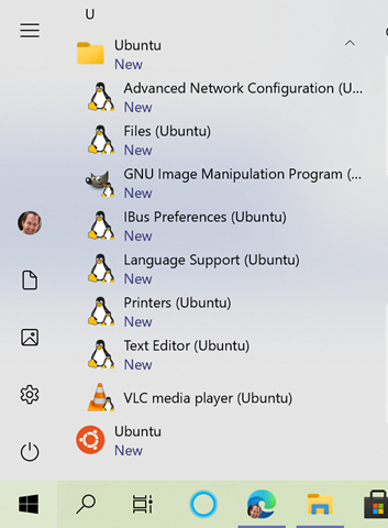 Linux GUI apps running from Start Menu